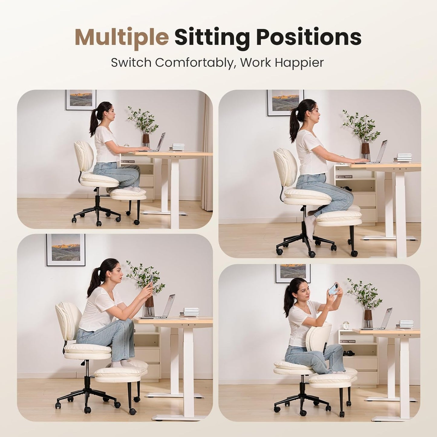 Ergonomic Cross Legged Chair Teddy Fur