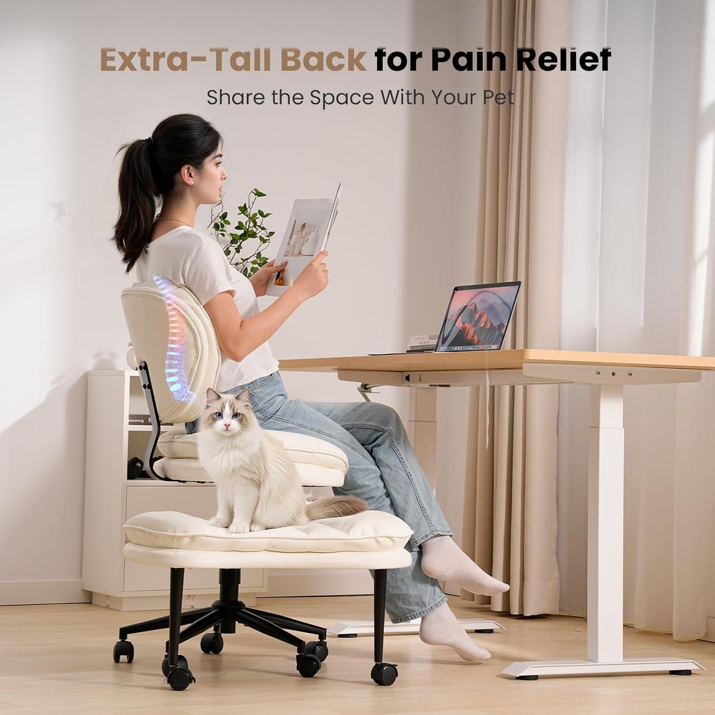 Ergonomic Cross Legged Chair Teddy Fur