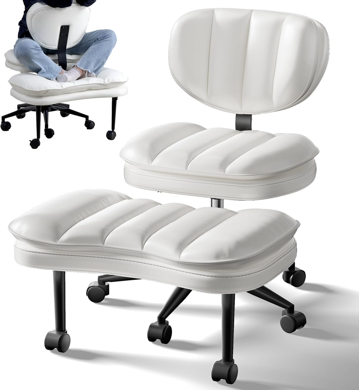 Ergonomic Cross Legged Chair Teddy Fur